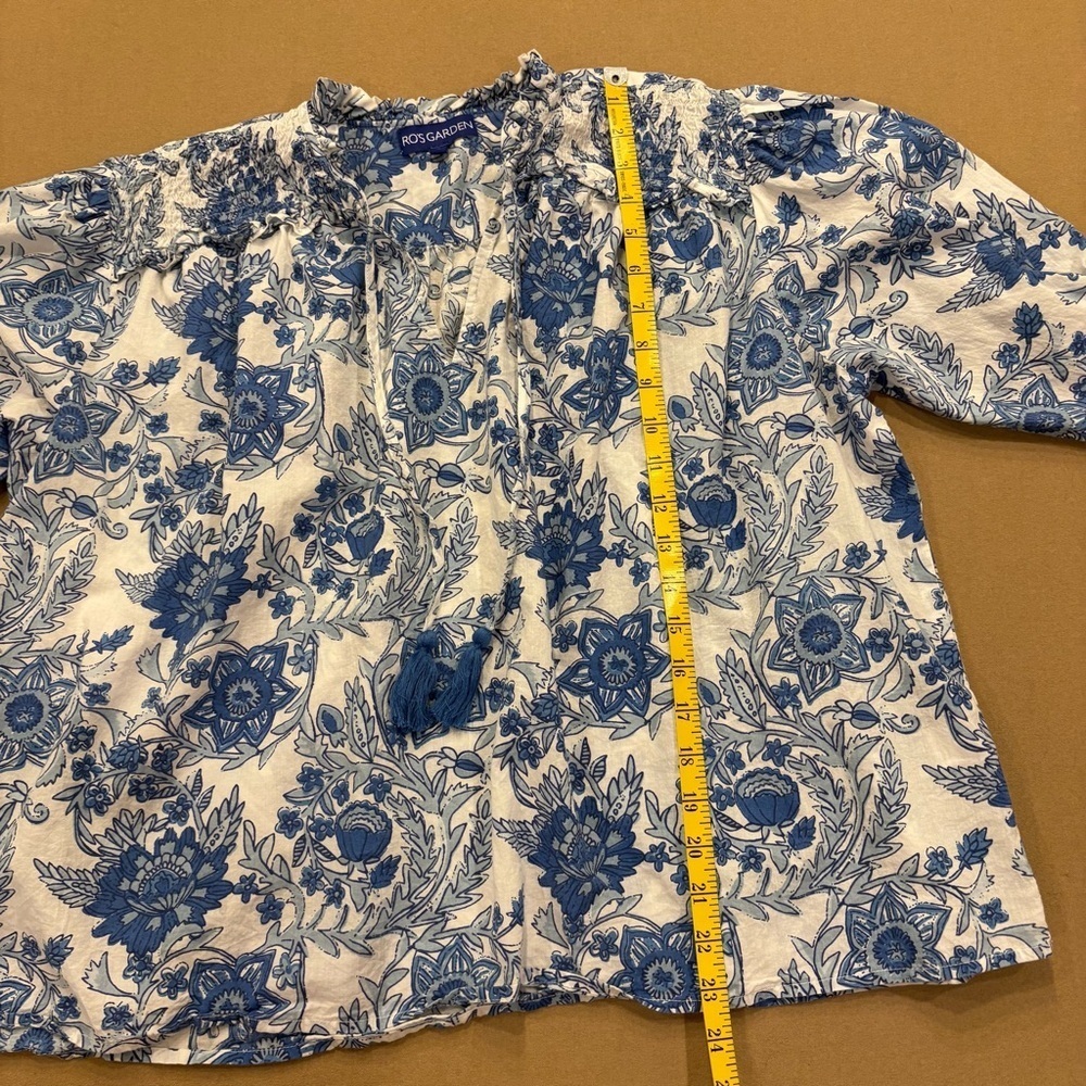 Ro’s Garden Leticia Hollie Shirt Blue & White 100% Cotton Size Large Tuckernuck - Picture 7 of 11